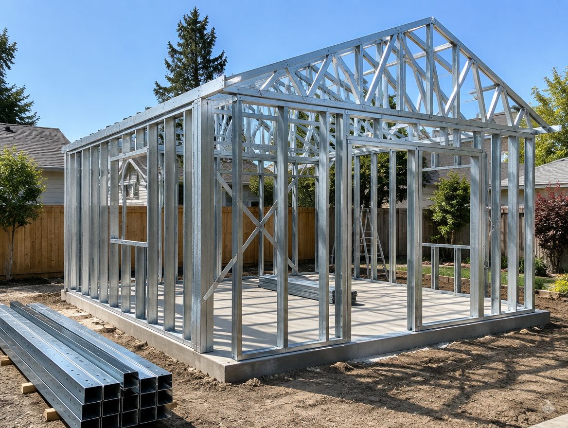 Light-gauge steel frame on a slab (illustration)